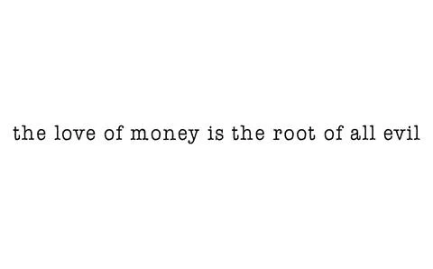 The love of money is the root of all evil message on a white background Illustrazione stock