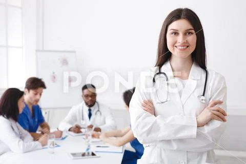 Love My Job. Happy Practitioner At Medical Conference Stock Photos
