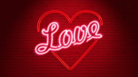 Love Neon message on the wall loop-able background in 4K Stock Footage 146114137