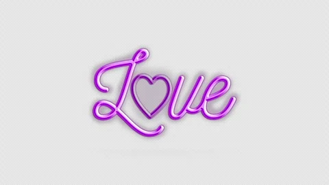 Love neon sign loop on alpha channel transparent background Stock Footage 343675475