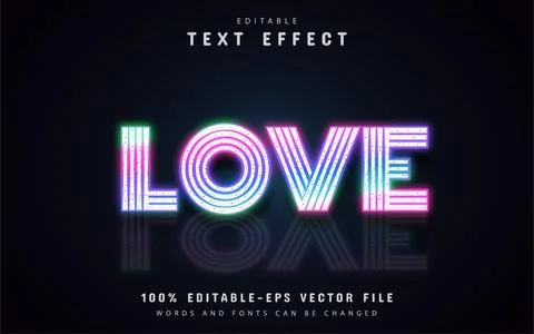 Love neon text effects Stock Illustration