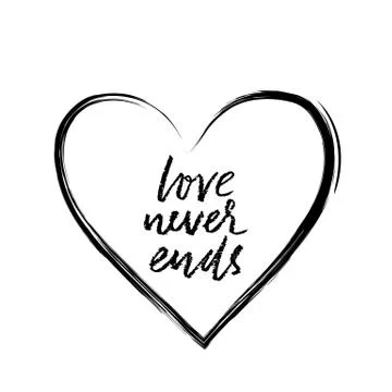 Love never ends. Hand drawn romantic phrase. Chalk texture illustration. Chalk 스톡 일러스트