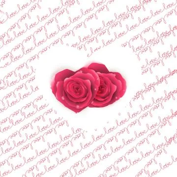 Love note card - text pattern with hearts. EPS 10 Illustrazione stock