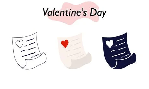 A love note on a piece of paper. A declaration of love. In color, solid and Stock Illustration
