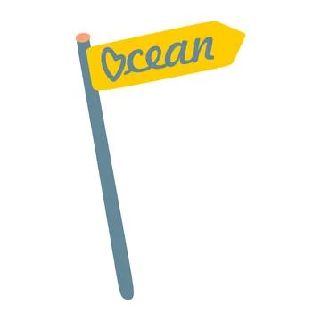 Love Ocean lettering Vector design. Hand drawn Flat Sign with Handwritten tex Stock Illustration