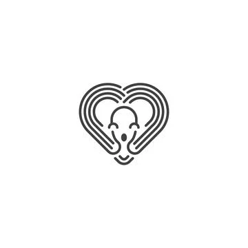 Love octopus, squid heart. Vector logo icon template Stock Illustration