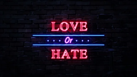 Love or Hate Neon Sign Stock Footage 89618632