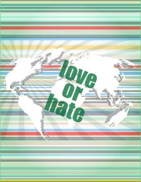 Love or hate words on digital touch screen interface 스톡 일러스트