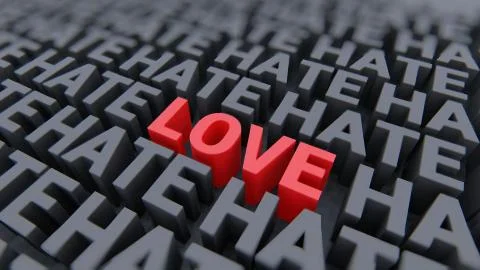 Love or hate words red and black Stock Illustration