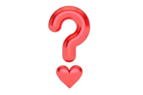 Love or not concept. Question mark with heart, 3D rendering 스톡 일러스트