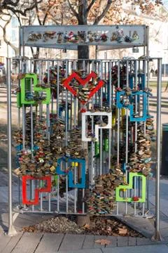Love Padlock In Budapest Stock Photos