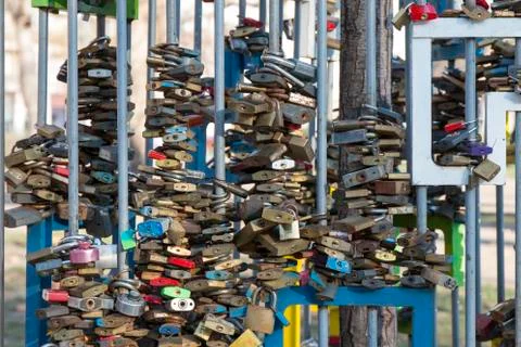 Love Padlock In Budapest Stock Photos