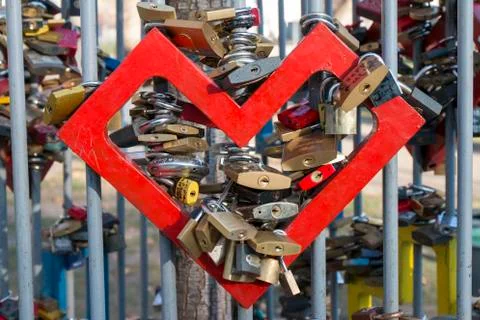 Love Padlock In Budapest Stock Photos