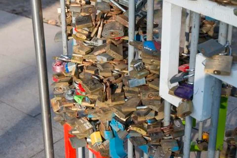 Love Padlock In Budapest Stock Photos