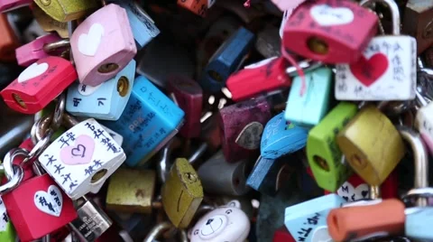 Love Padlock - Seoul Stock Footage 61950074