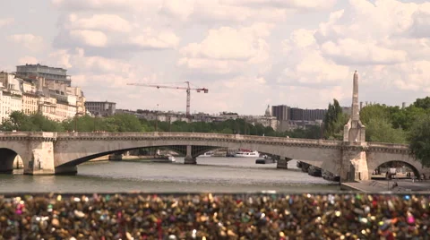 Love padlocks in a bridge Stock Footage 65874610
