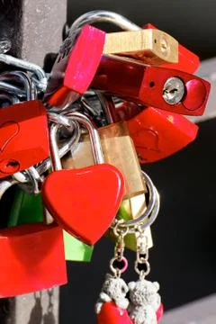 Love Padlocks at a Bridge Stock Photos