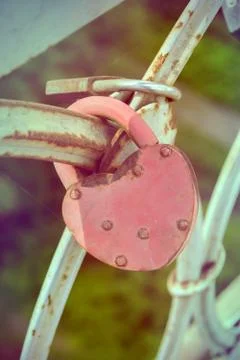 Love padlocks at a bridge Stock Photos