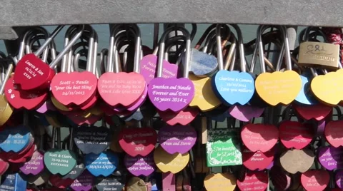 Love Padlocks Forth Bridge Stock Footage 50585847