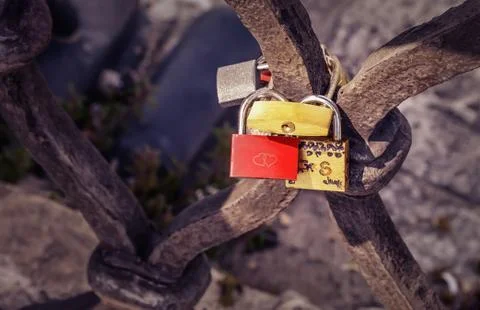 Love padlocks Foto stock
