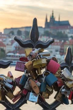 Love padlocks in Prague Stock Photos