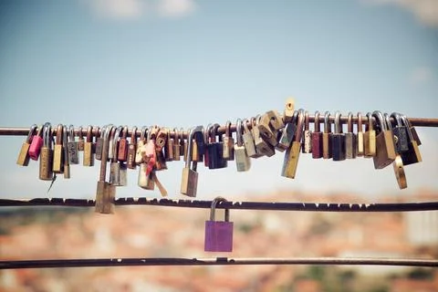Love padlocks view Stock Photos