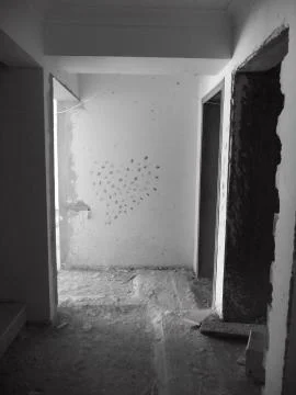 Love paint work on the wall with plaster Foto stock