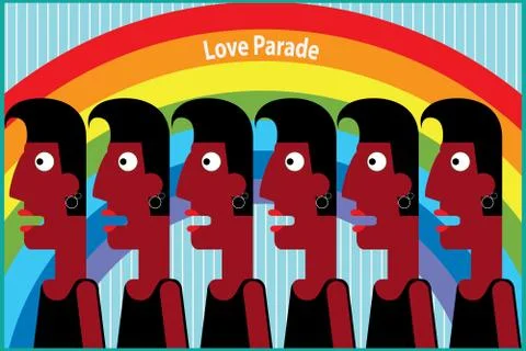 Love parade with rainbow Stock Illustration