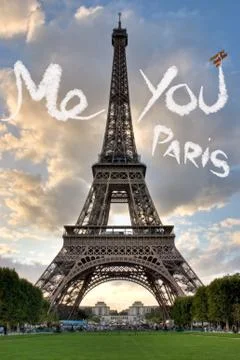 Love in Paris Eiffel Tower Illustrazione stock