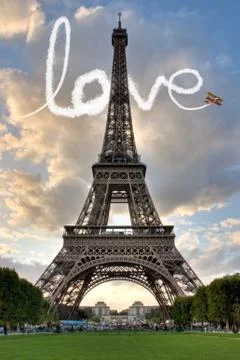 Love in Paris Eiffel Tower Stock Illustration