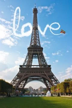 Love in Paris Eiffel Tower Stock Illustration