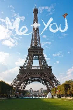 Love in Paris Eiffel Tower Illustration
