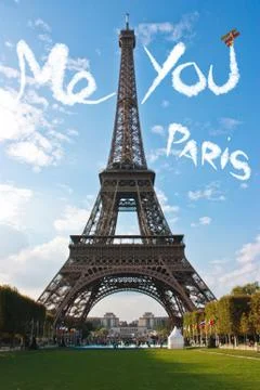 Love in Paris Eiffel Tower 스톡 일러스트