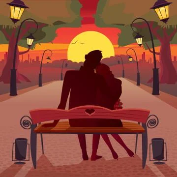 Love in the park Stock Illustration