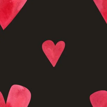 Love, passion, emotions. Seamless pattern of hand-drawn pink watercolor hearts Stock-Illustration