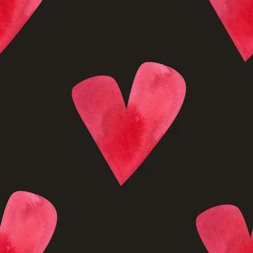 Love, passion, emotions. Seamless pattern of hand-drawn pink watercolor hearts Illustrazione stock