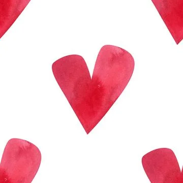 Love, passion, emotions. Seamless pattern of hand-drawn pink watercolor hearts Stock Illustration