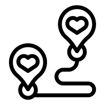 Love path connecting two hearts with a winding line Illustrazione stock