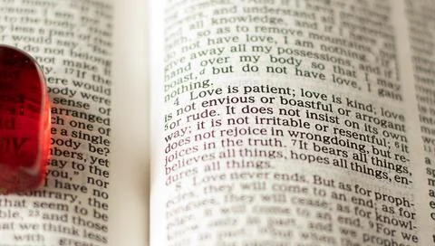 Love is patient love is kind Holy Bible verses about true love. Stock Photos