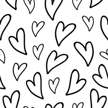 Love pattern with black hearts on white background. Vector illustration Stock Illustration