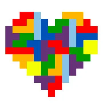 Love pattern. Pixel love block rainbow image. Vector Illustration of pixel ar 스톡 일러스트