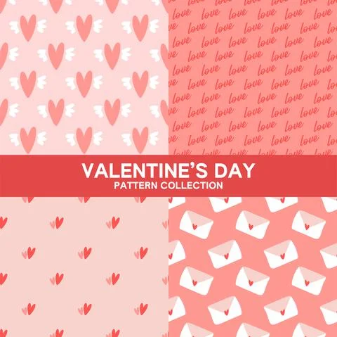 Love pattern set for Valentines day Stock Illustration