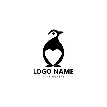 Love penguin logo design vector Illustrazione stock