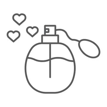 Love perfume thin line icon, aroma and romantic, fluid bottle sign, vector 스톡 일러스트