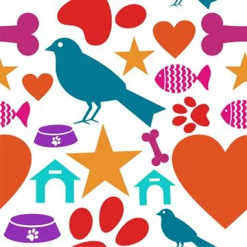 Love for pets icon seamless pattern 스톡 일러스트
