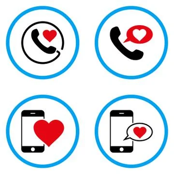 Love Phone Message Rounded Vector Icons 스톡 일러스트
