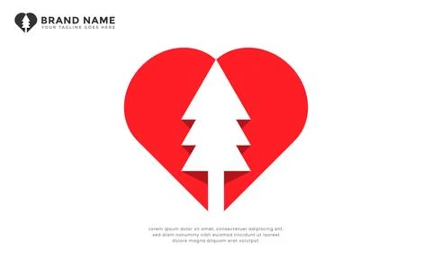 Love pine tree logo Stock Illustration