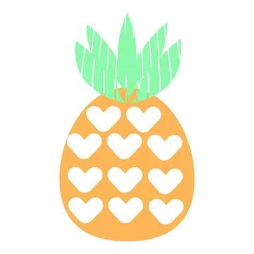 Love pineapple icon cartoon vector. Tropical fruit Stock Illustration