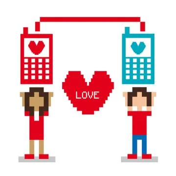 Love pixel design over white background vector illustration 库存插图