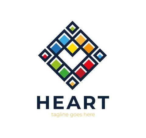 Love Pixel Heart vector Logo. Simple square poly vector illustration Valentin Stock Illustration